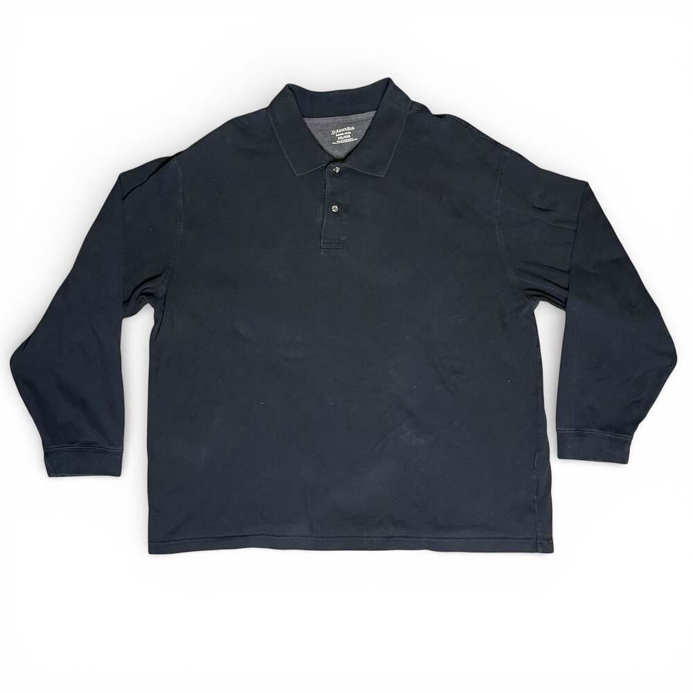 St John’s Bay Long Sleeve Polo Shirt Mens XXL Black Sueded Jersey